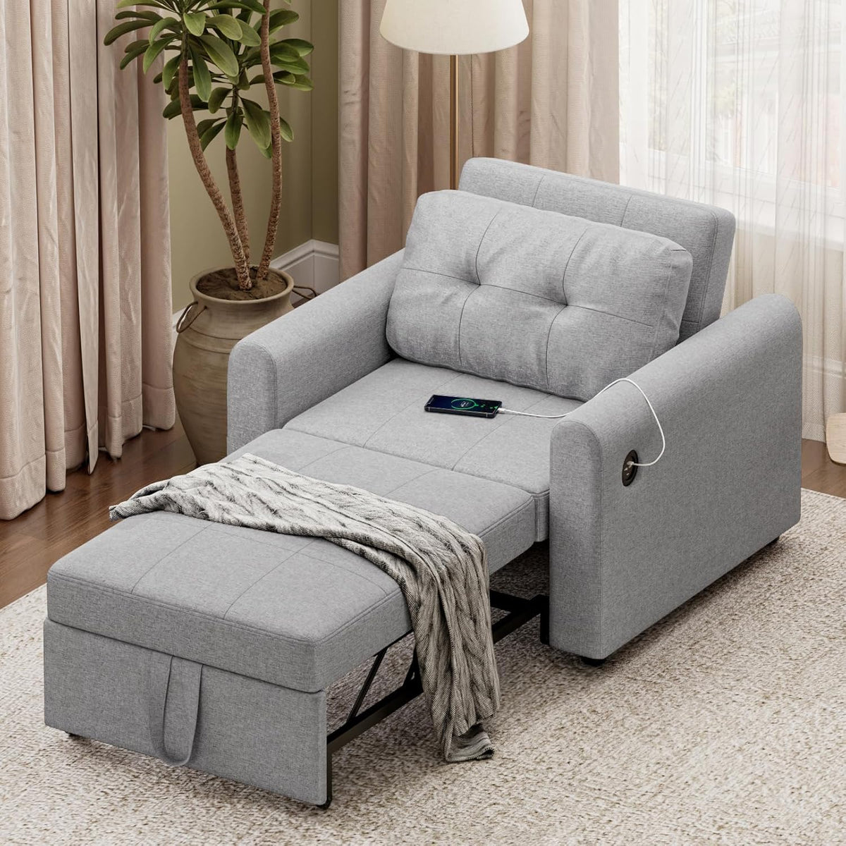 Sofá, Luxstein, 190 × 84 cm, 200 kg, 40,8 kg, aço, madeira, Natural, para a sala