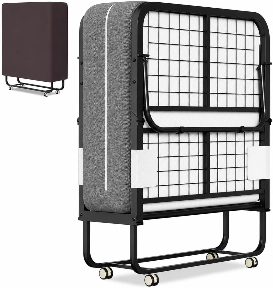 Cama, ISOISL, ISOSIL, 200 cm, 13 cm, 200 kg, 90 × 200 cm, dobrável, com rodas, aço, tecido, Multicolor, para o quarto