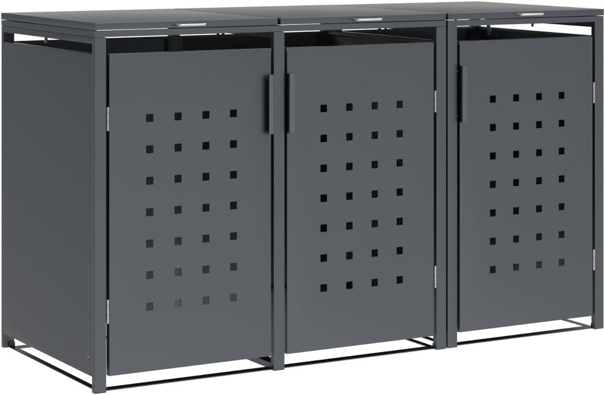 Abrigo para contentores, DEGAMO, 200 × 80 × 116cm, aço inoxidável, aço, Antracite, para utilização no exterior