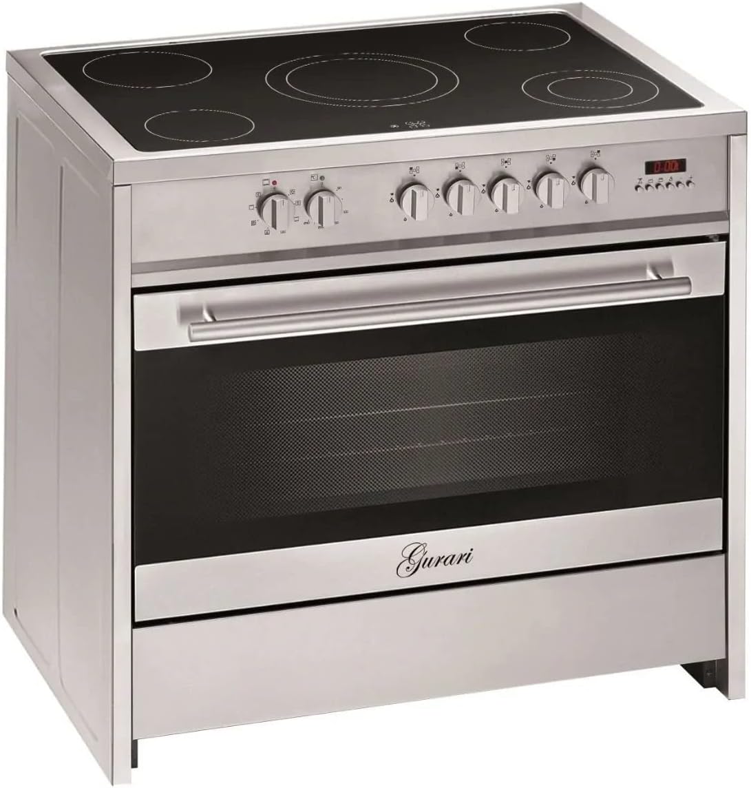 Placa de cozinha, Gurari, 90 cm, 121 L, 94 cm, 61,5 × 90 × 94 cm, altura regulável, regulável, aço inoxidável, aço, Cinzento / Prateado