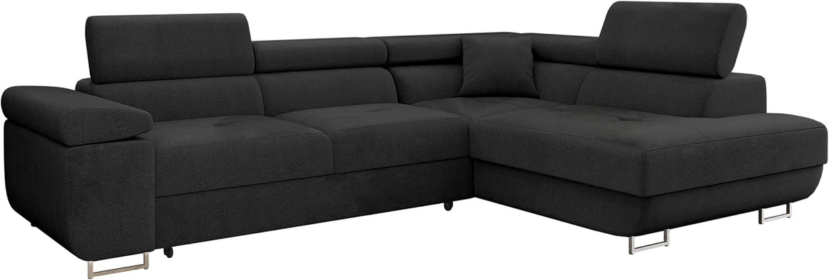 Sofá, Mirjan24, Ecksofa, 125 cm, 274 cm, 203 cm, 90 cm, 198 cm, regulável, madeira, plástico, Preto, para a sala