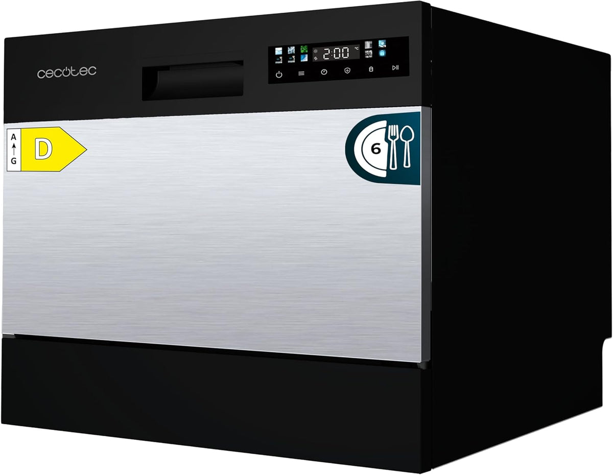 Cecotec, Máquina de lavar loiça compacta, 8 Programas, Classe D, vidro, Prateado, para uso diário