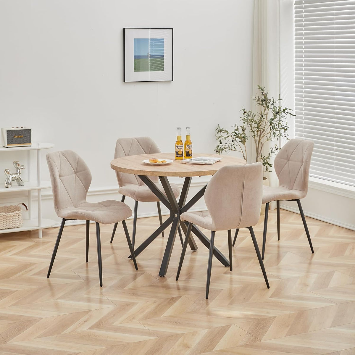 Conjunto de mobiliário de jardim, DEYARNA HOME, 100cm, 76.5cm, 3,5cm, madeira, painel de madeira, Khaki / Helle Holzfarbe, para utilização no exterior