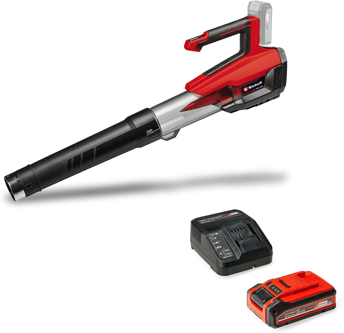 Einhell, Soprador de folhas, Akku-Laubbl, 18V, 4,0 Ah, 200 km/h, 2,2 kg, 3 A, com bateria, com carregador, Preto / Vermelho