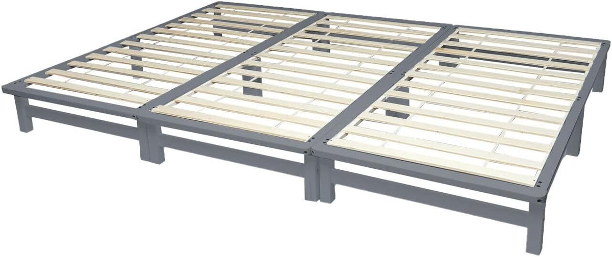 Cama, Homestyle4u, Familienbett, 28 cm, 270 × 200 cm, 3 × 90 × 200 cm, 200 cm, com portas, madeira, Cinzento, para o quarto