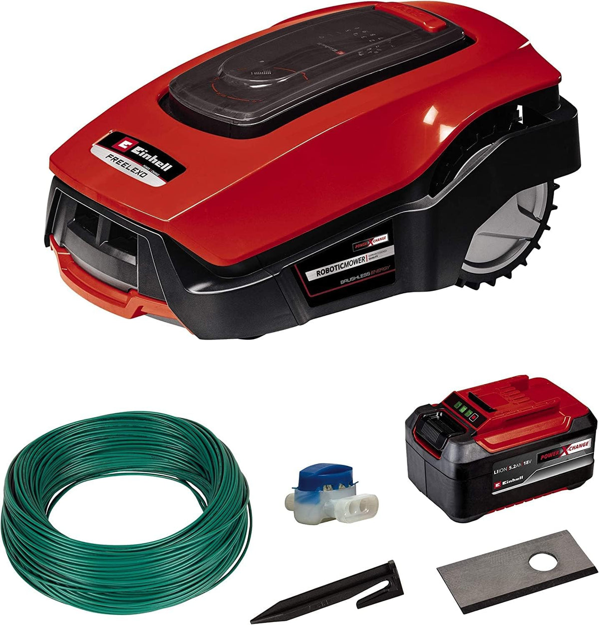 Einhell, Robô corta-relva, com controlo por aplicação, com bateria, aço, Vermelho / Preto, para utilização no exterior