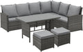 Conjunto de mobiliário de jardim, SVITA, Monroe, 82 cm, 180 × 230 × 82 cm, 230 × 180 × 82 cm, ratã, poliéster, Cinzento, para utilização no exterior