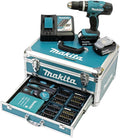 Makita, Berbequim aparafusador, DHP453RFX2, 18 V, 3,0 Ah, 16 níveis, Azul / Prateado, para trabalhos de manutenção