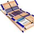 Estrado de cama, Schlummerparadies, 140 × 200cm, 5cm, 139 × 196 × 7,5cm, regulável, madeira, Azul / Natural, para o quarto