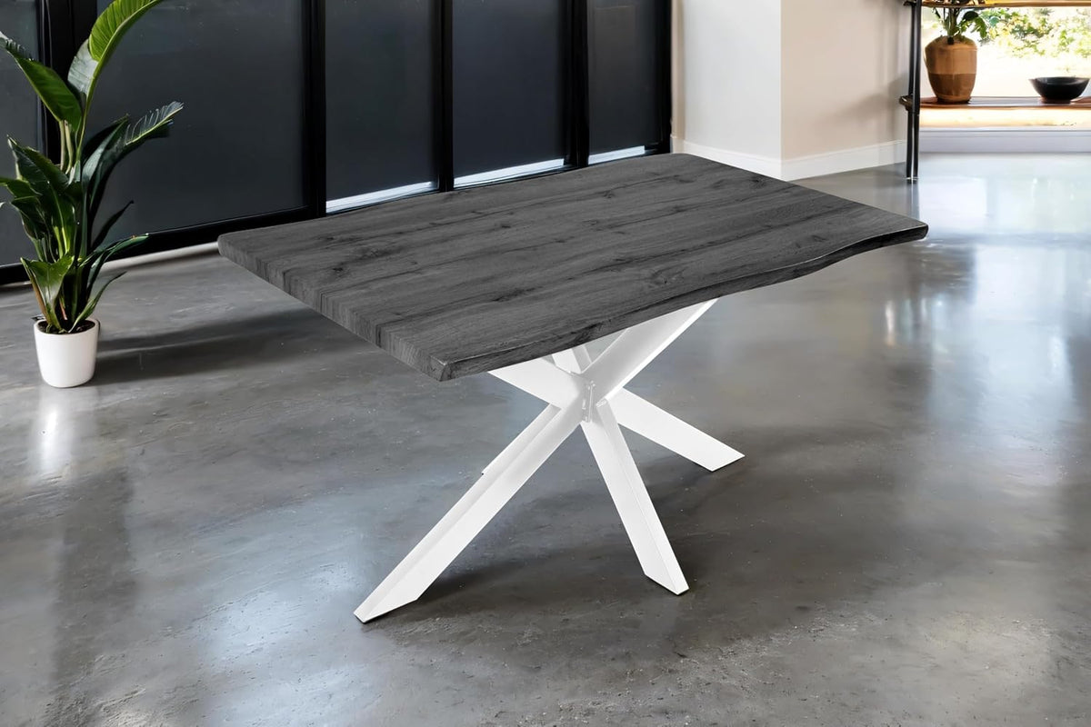Mesa de jantar, SAM, Esstisch, 80 cm, 120 × 80 cm, com portas, madeira, painel de madeira, Cinzento / Branco, para uso diário
