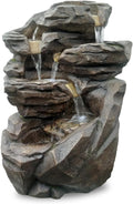 Fonte de jardim, Zen Light, 70 cm, com iluminação LED, Castanho / Bege, para utilização no exterior
