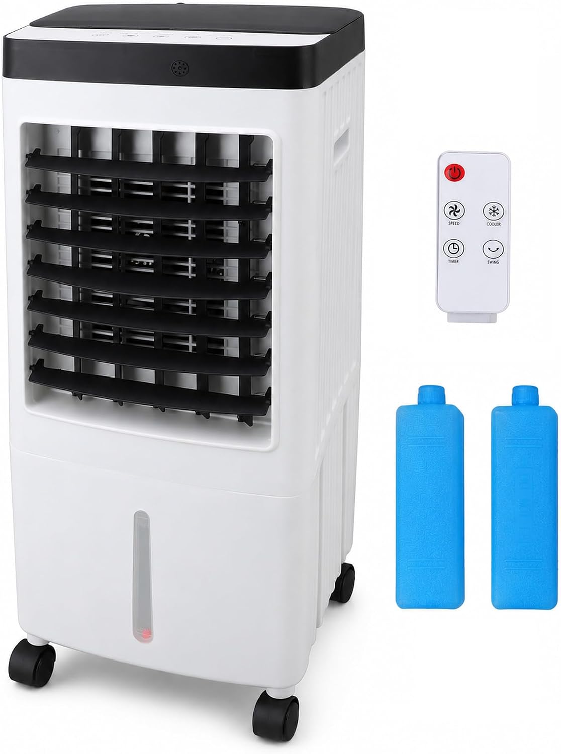 Ar condicionado portátil, ZESTEFY, 10L, com comando à distância, com temporizador, com rodas, Branco / Preto, para uso diário