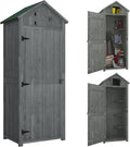 Abrigo de jardim, Outsunny, Gartenschrank, 77 × 54,2 × 179cm, 77L, resistente à água, madeira, Cinzento / Verde, para utilização no exterior
