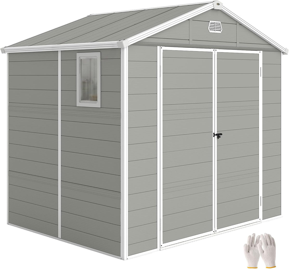 Abrigo de jardim, Outsunny, Ger, 228 cm, 240 × 190 × 228 cm, 240L, resistente à água, alumínio, plástico, HellCinzento, para utilização no exterior