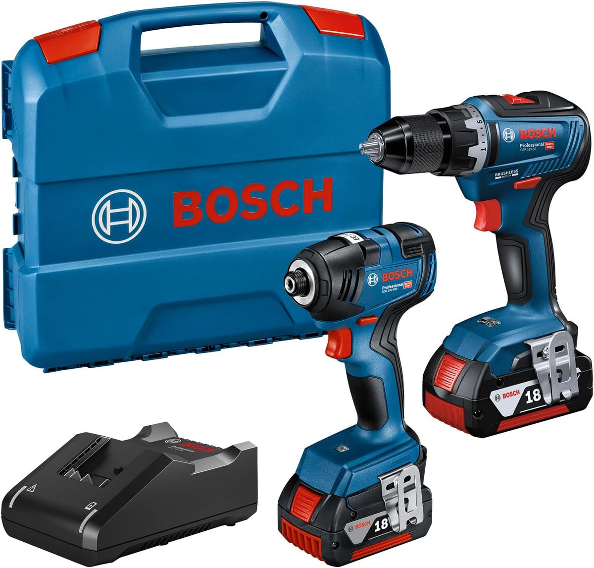 Chave de impacto, Bosch Professional, 18V, 4.0Ah, com bateria, com carregador, madeira, metal, Azul / Preto / Vermelho, para uso diário