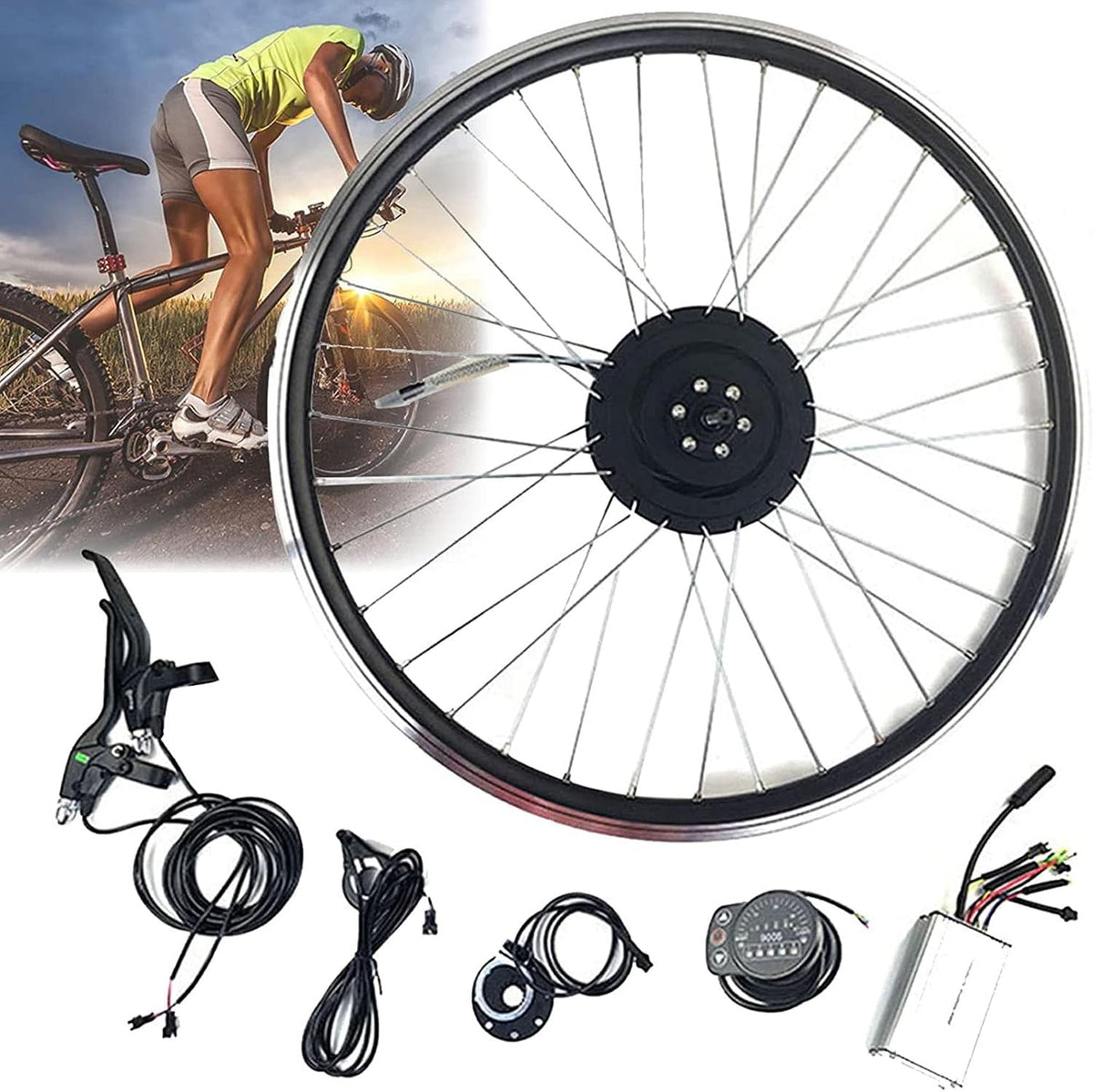 Bicicleta, AADECOR, Electric, 36 V, 350 W, 500 W, Prateado / Preto, para uso diário