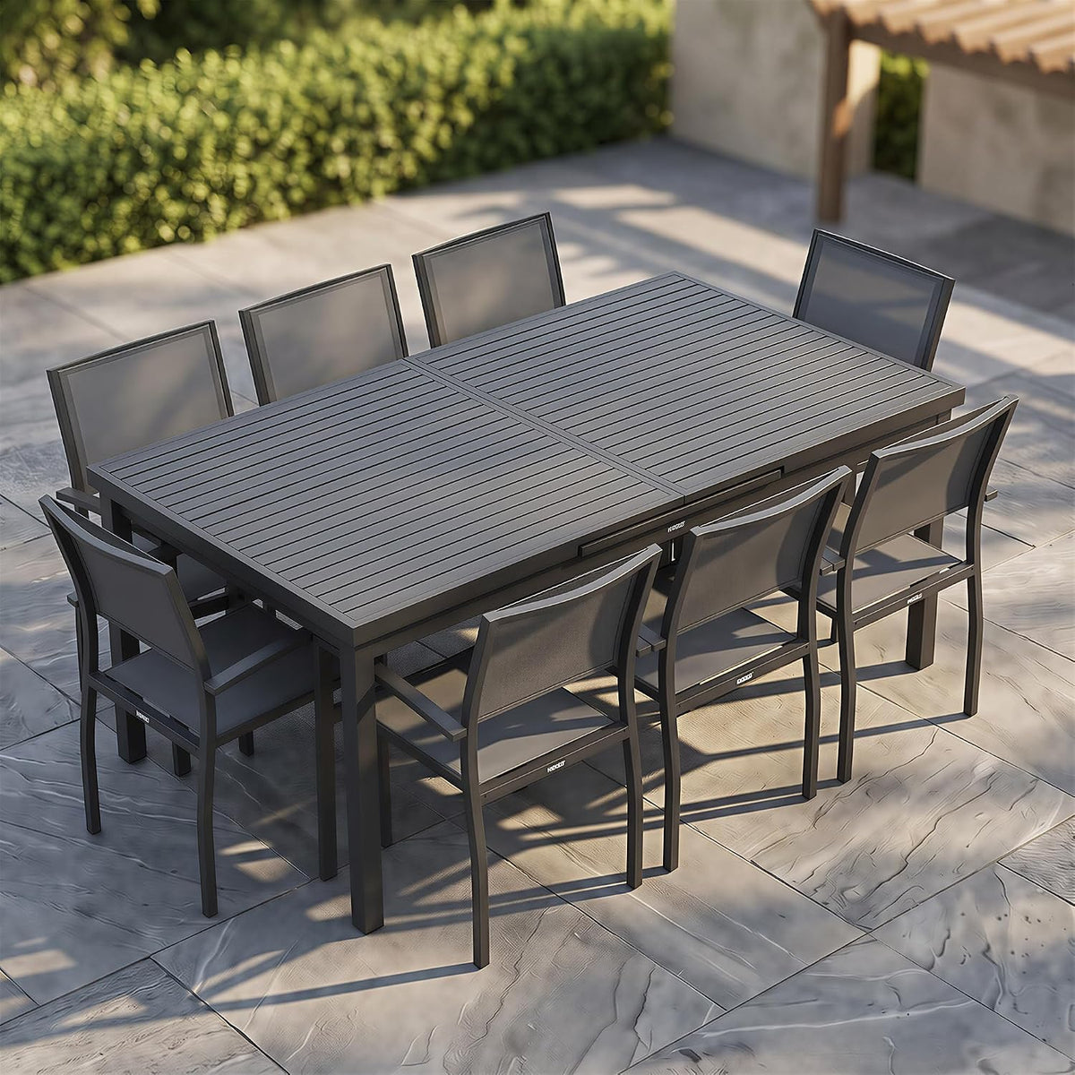 Conjunto de mobiliário de jardim, HIGOLD, Heck, 240 cm, 340 cm, alumínio, KohlePreto, para utilização no exterior