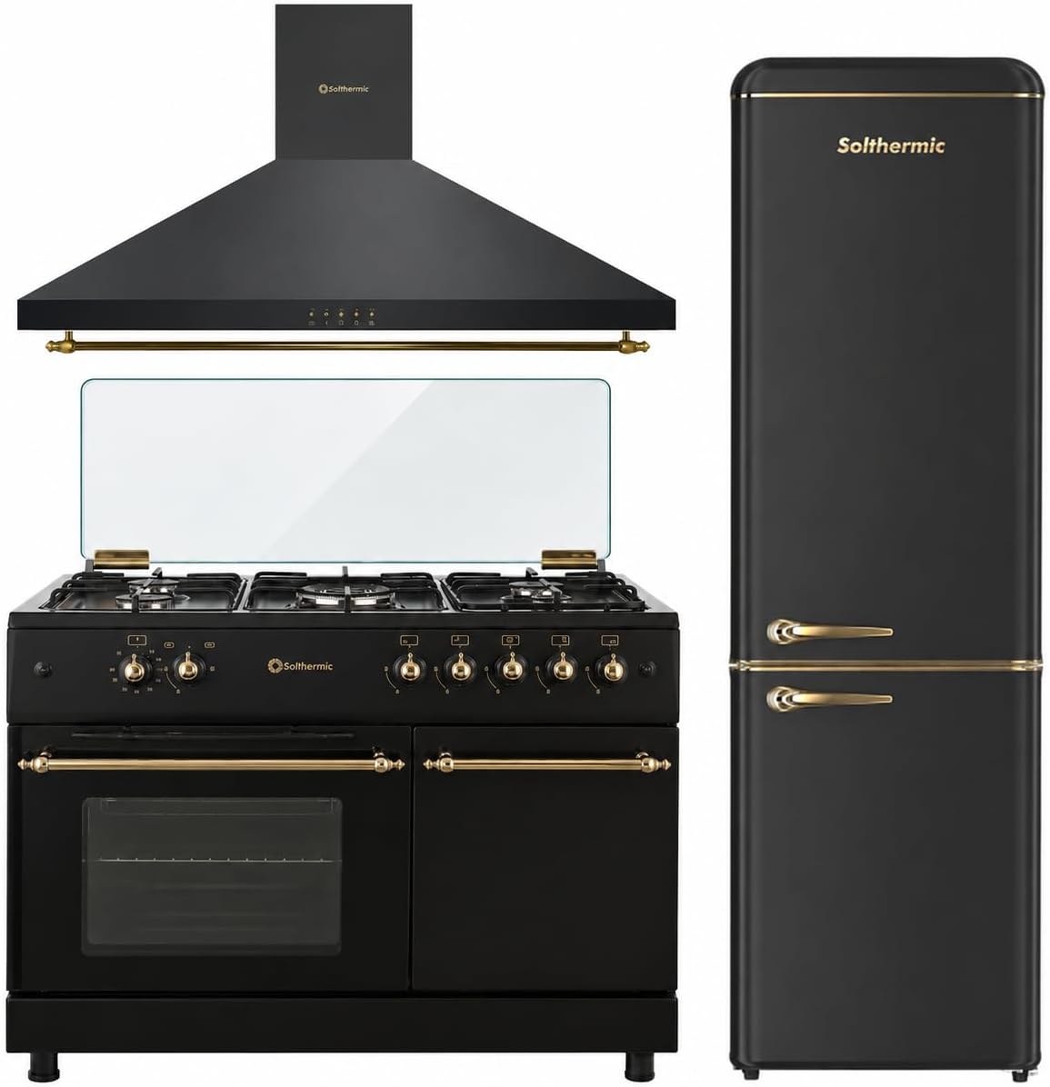 Fogão independente, SOLTHERMIC, FCR188N, 270 L, 58,5 cm, 65 L, 90 cm, 64 L, 115 L, vidro, Preto, para a cozinha