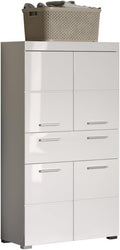 Armário alto, trendteam smart living, 31 cm, 73 × 130 × 31 cm, 73 × 132 × 31 cm, altura regulável, regulável, com gavetas, painel de madeira, Branco