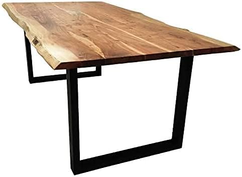 Mesa de jantar, SAM, Baumkantentisch, 200 × 100 cm, 100 cm, com portas, madeira, Natural / Preto, para uso diário