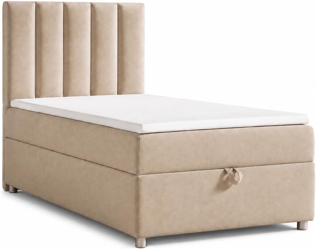 Cama box spring, Best For Home, com colchão, Bege, para o quarto