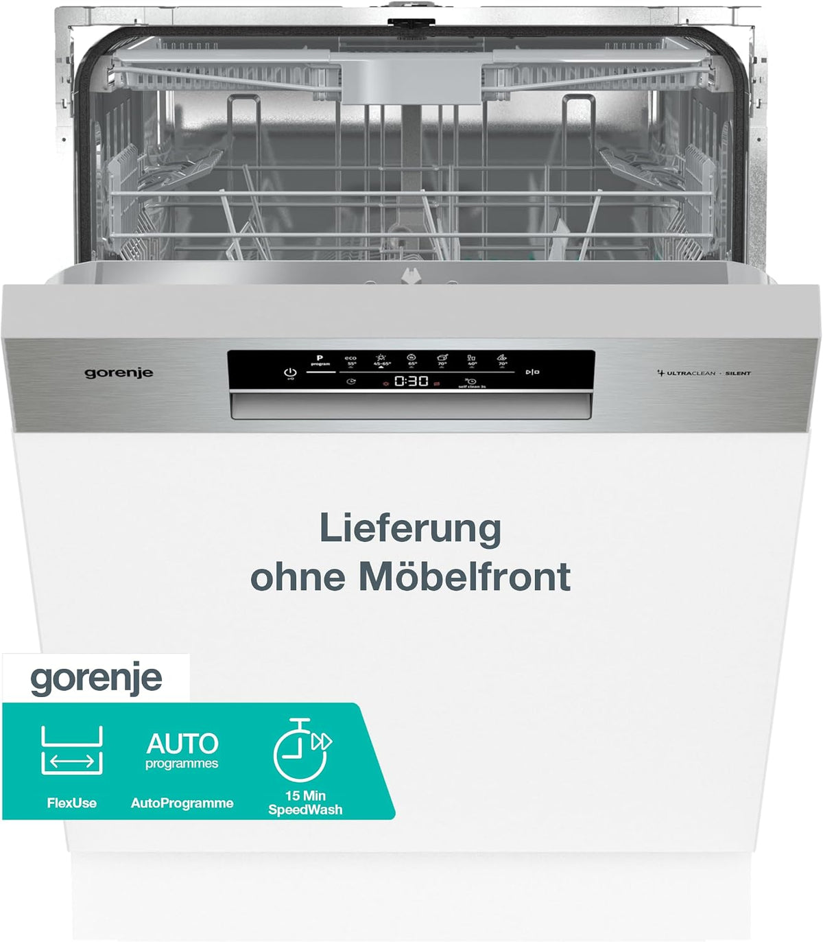 Máquina de lavar loiça, Gorenje, GI643D91X, 57,5cm, 82 × 60 × 57,5cm, 6 programas, regulável, Prateado / Branco, para uso diário