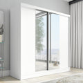 Roupeiro, A&J MöbelLand, Schwebet, 200 cm, com rodas, com prateleiras, com portas, alumínio, Branco, para o quarto