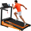 Passadeira elétrica, JAGJOG, Laufband, 14 km/h, 136 kg, 12 programas, 20 cm, dobrável, com rodas, Preto / Laranja, para uso diário