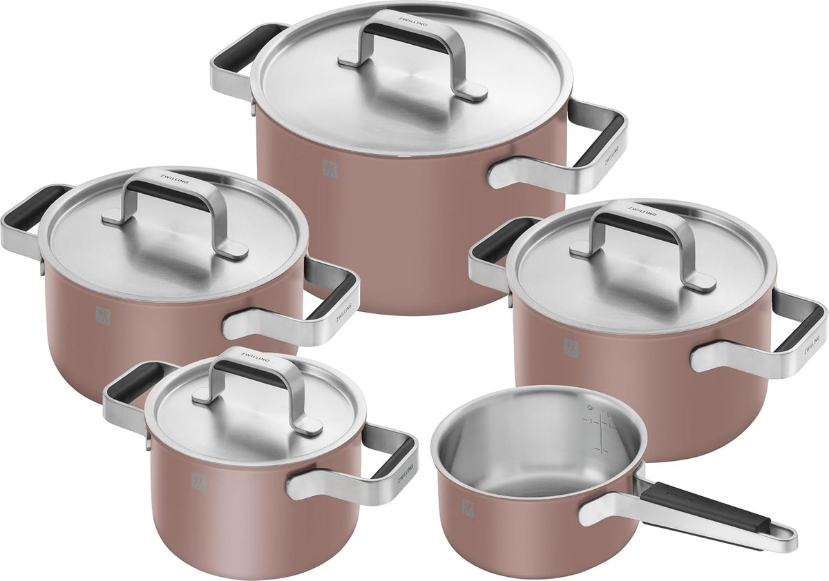 Conjunto de panelas, ZWILLING, PURE, 24 cm, 20 cm, 16 cm, aço inoxidável, aço, Rosé / Prateado, para a cozinha
