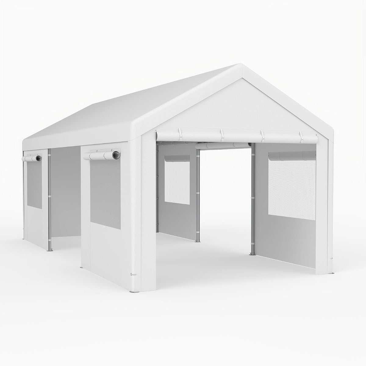 Abrigo para automóvel, GYMAX, 6 m, 5.8 m, 6 × 6 m, 3 × 5.8 m, resistente à água, tecido, Branco, para a sala