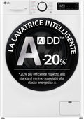 LG, Máquina de lavar roupa, F4R3013NSWB, 13 kg, classe energética A-, 61,5 cm, classe energética A, aço inoxidável, aço, Branco / Preto