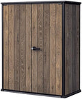 Armário de arrumação, Keter, Signature, 170,4 cm, 140 × 73,6 × 170,4 cm, com rodas, com prateleiras, com portas, madeira, plástico, Walnuss / Preto