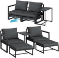 Conjunto de mobiliário de jardim, STEELSØN, Asteri, 63 cm, 30 cm, 53 cm, 160 kg, 75 kg, aço, madeira, Preto / Antracite, para utilização no exterior