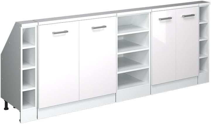 Armário de arrumação, Vicco, Dachschr, 210 cm, 83,8 cm, 46 cm, com gavetas, com prateleiras, com portas, painel de madeira, Branco, para uso diário