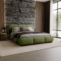 Estrutura de cama, Chilly., sem colchão, madeira, tecido, OlivVerde, para o quarto