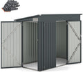 Abrigo de jardim, COSTWAY, Gartenhaus, 185 cm, 235 × 117 × 185 cm, resistente à água, metal, DunkelCinzento, para utilização no exterior