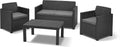 Conjunto de mobiliário de jardim, Keter, Merano, 77 cm, 43 cm, 65 × 67 × 77 cm, 129 × 67 × 77 cm, 92 × 59 × 43 cm, ratã, plástico, Cinzento