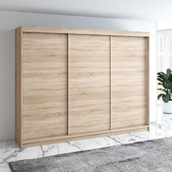 Roupeiro, A&J MöbelLand, Mero, 200 cm, com gavetas, com portas, alumínio, Holz, para o quarto