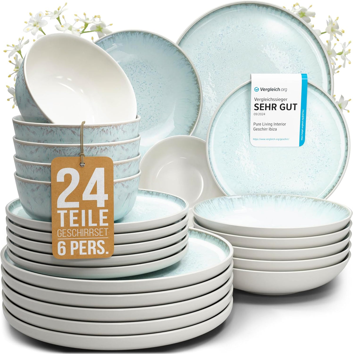 Serviço de mesa, PURE LIVING INTERIOR DESIGN, Azul / Bege, para uso diário