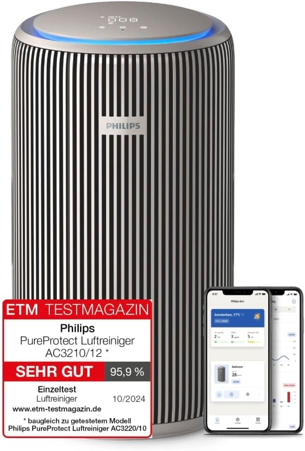 PHILIPS, Purificador de ar, PureProtect, 15 dB, 36 W, Preto / Prateado, para uso diário