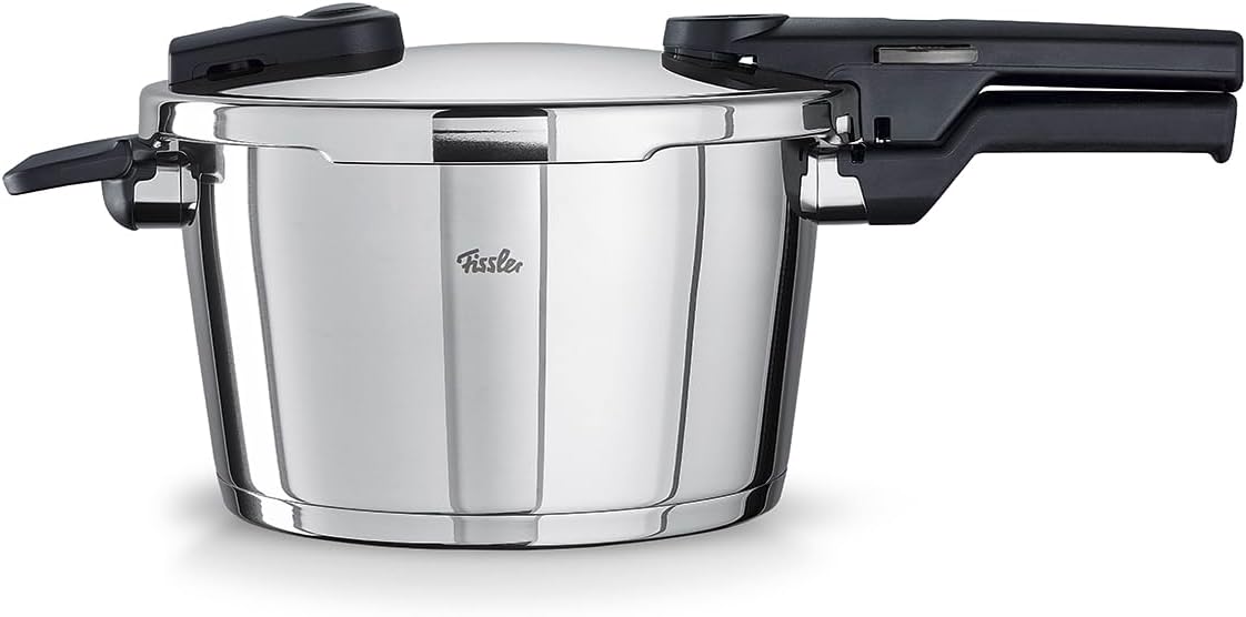 Panela de pressão, Fissler, Vitaquick/Schnellkochtopf, 4,5 L, 22 cm, aço inoxidável, aço, Prateado / Preto, para a cozinha