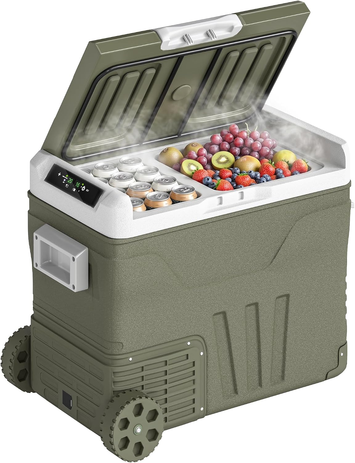 Geleira portátil, Outsunny, 12V/24V, 45 L, 12 V, 24 V, 5 × 53 cm, Verde, para uso diário