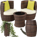 Conjunto de mobiliário de jardim, tectake, Rattan, com portas, alumínio, ratã, Castanho / Creme / Amarelo, para utilização no exterior