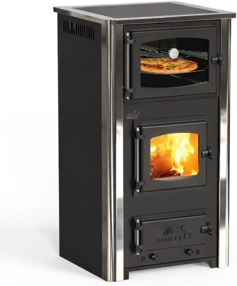 Salamandra, DanDiBo, 10 kW, aço inoxidável, aço, Preto / Prateado, para uso diário