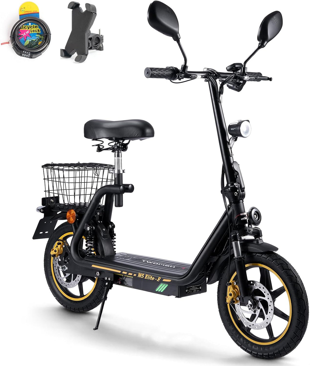 Trotinete, TWOFISH, 500W, 48V, 13Ah, 45 km/h, Preto, para uso diário