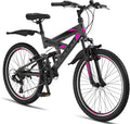 Bicicleta de montanha, Licorne Bike, Premium, 26 ', aço, Preto / Rosa, para uso diário