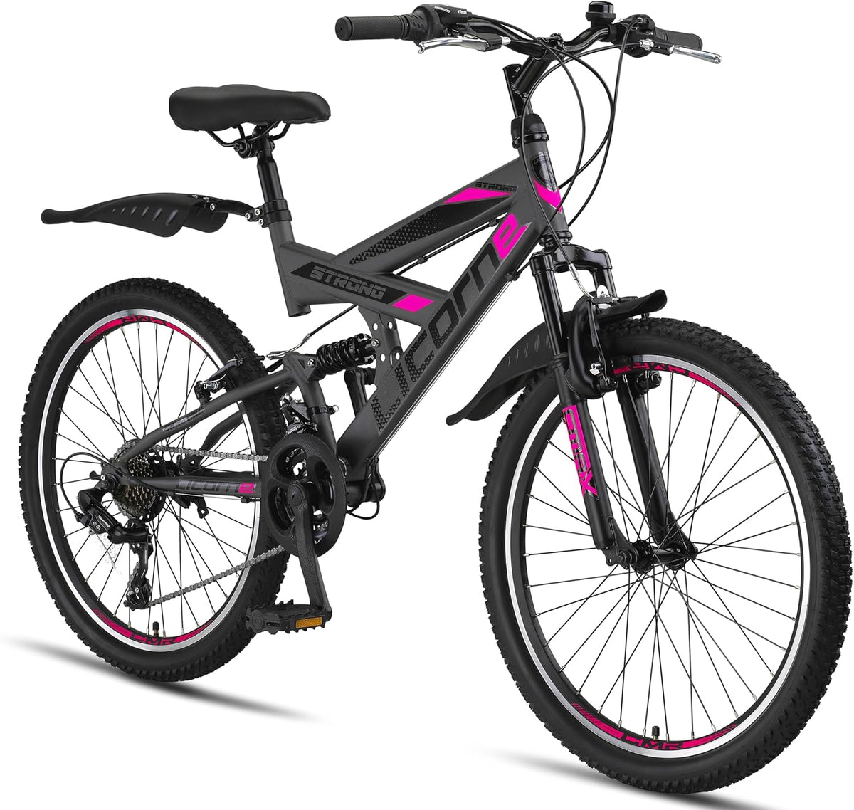 Bicicleta de montanha, Licorne Bike, Premium, 26 ', aço, Preto / Rosa, para uso diário