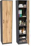 Estante para livros, Home Collective, Regal, 39 cm, 180 cm, 39 × 35 × 180 cm, com prateleiras, com portas, madeira, Graphit / Eiche, para uso diário