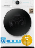 Máquina de lavar e secar roupa, Midea, MF200D86WB-14DAS, 6kg, 48 cm, 8 kg, 1 kg, com comando à distância, com controlo por aplicação, algodão
