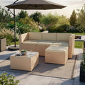 Conjunto de mobiliário de jardim, Juskys, Polyrattan, 5 cm, 37 cm, 61 × 61 × 37 cm, aço, ratã, Bege / Creme, para utilização no exterior